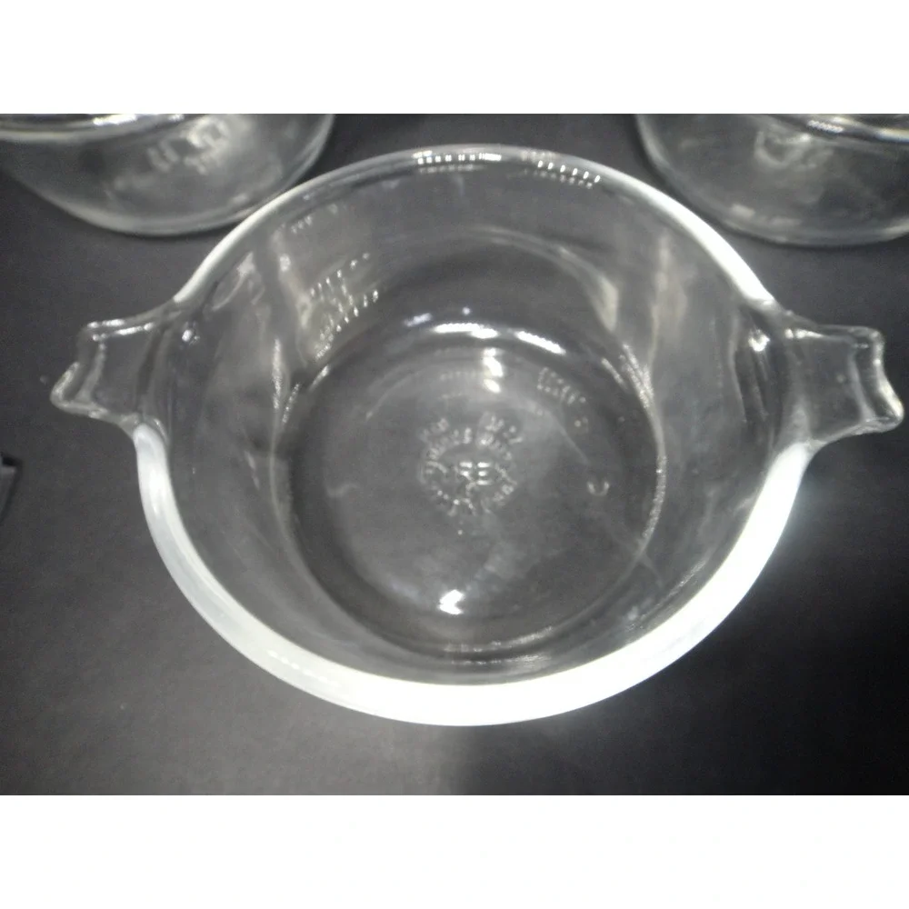 Vintage Pyrex #018 Originals Clear Glass 10 oz Casserole Dishes w/ Lids Set of 3